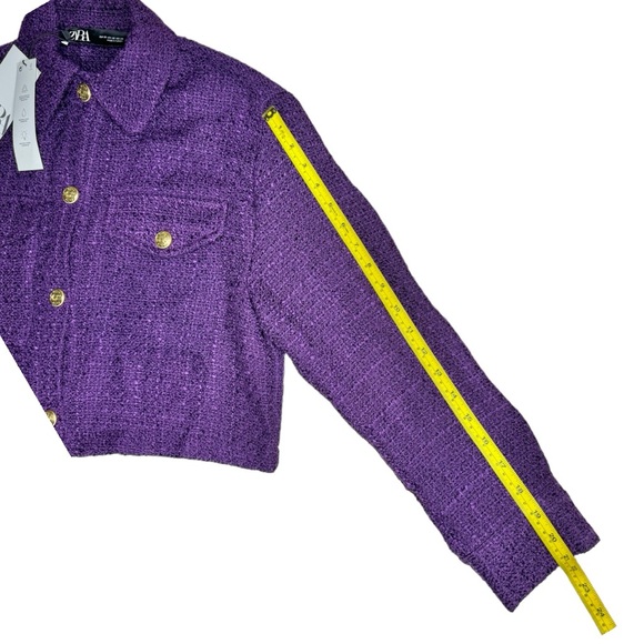 NWT Zara Purple Tweed Cropped Jacket Women's Sz xsmall - Picture 10 of 10
